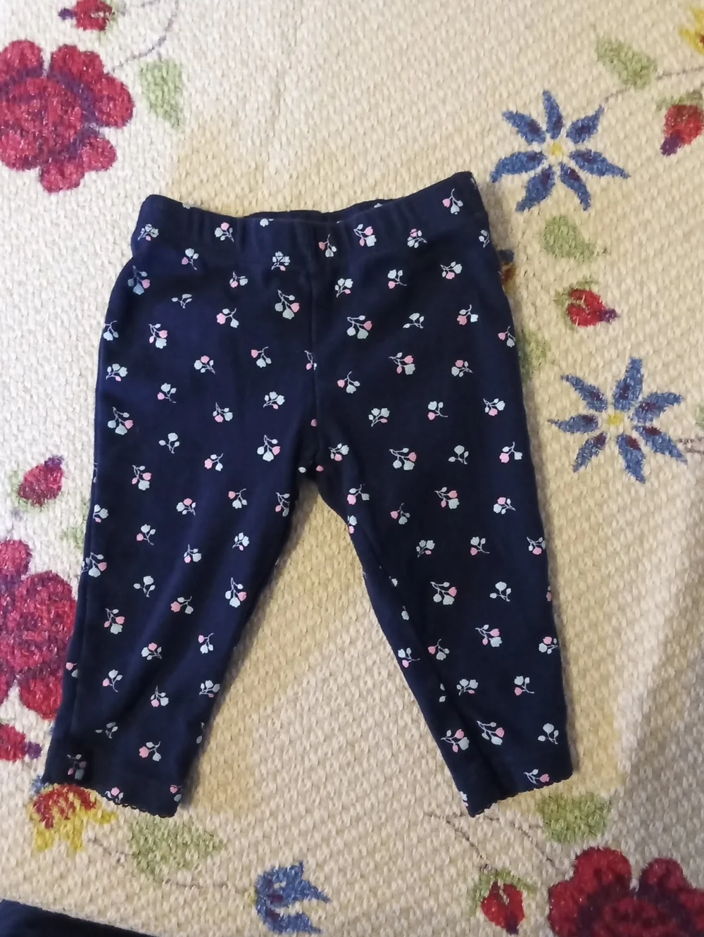 Carter's Navy Leggings with Pink & White Floral Print